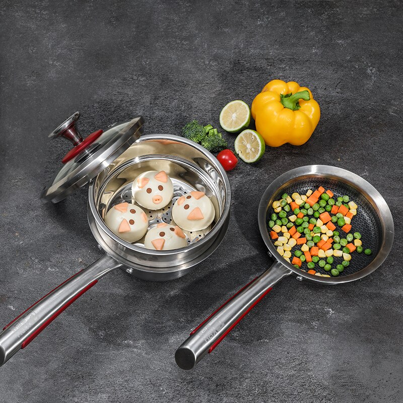 KOBACH kitchen cooking sets 16cm nonstick pan Saucepan stainless steel cooking pots kitchen utensils sets breakfast pots