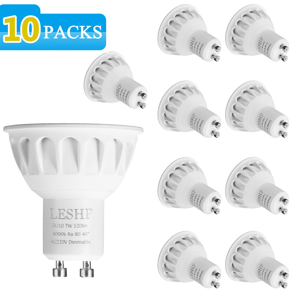 Leshp Wit GU10 AC220V 7W Led Spotlight 4000K 520LM Dimbare 40 Graden Stralingshoek Laag Stroomverbruik Compact licht Gewicht