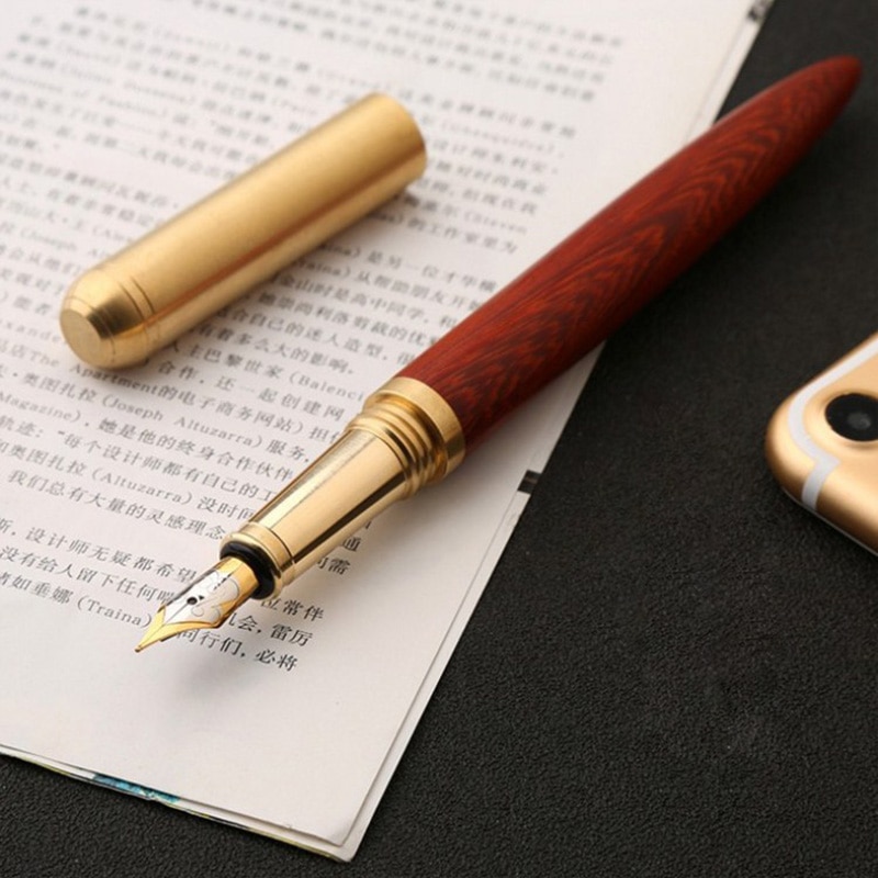 Mahogany Sandalwood Brass Pen Signature Pen Luxury Wood Fountain Pen Ink Pen Nib 0.5mm