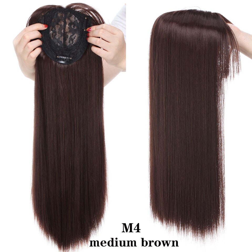 Perruque synthétique à Clip avec frange – s-noilite, en Fiber haute température, 8 couleurs, 17 pouces: medium brown