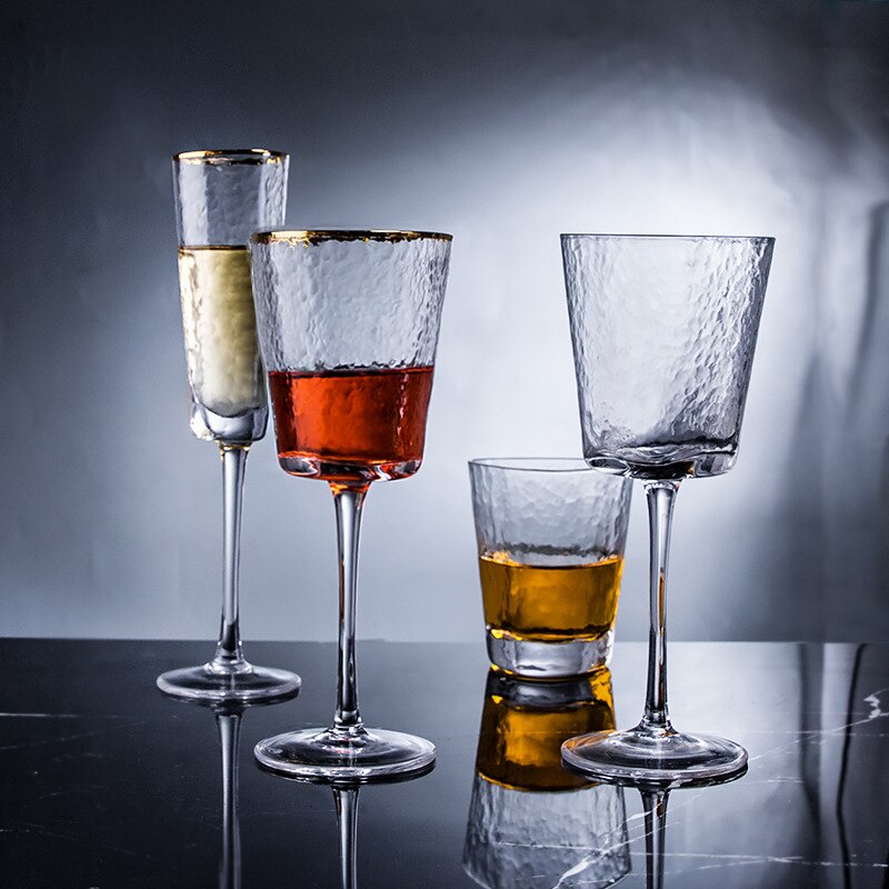 Wijn Glas Hamer Champagneglas Loodvrij Luxe Gouden Rand Water Kopje Rode Wijn Beker Whiskey Cocktail Thuis Bar accessoires