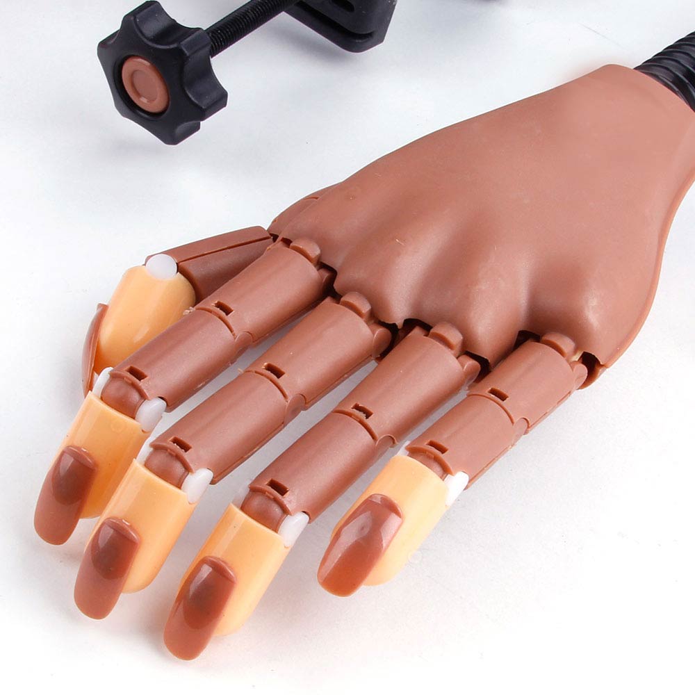 1 øvelse falsk hånd +100 stk neglespids fleksibel holder justerbar diy nail art model hånd manicure værktøj træningsforsyning bevægelig