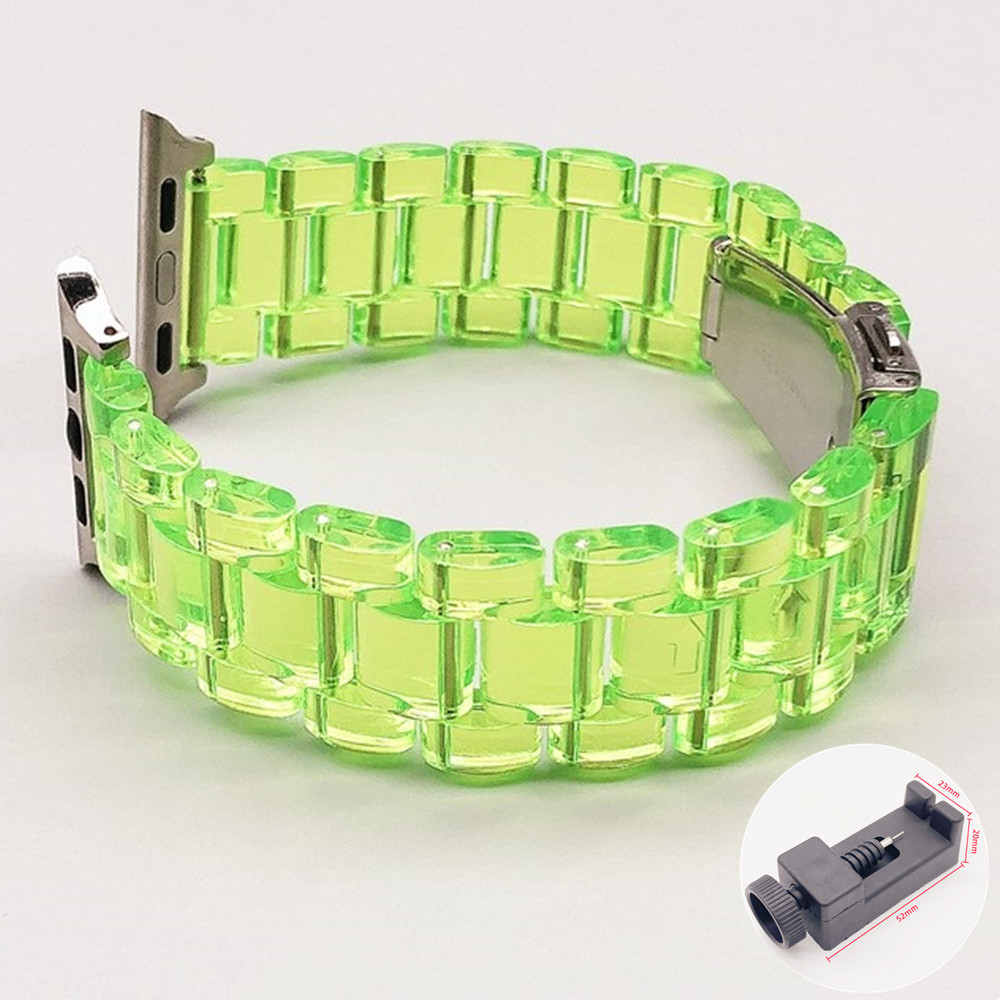 Resin urrem til apple watch series 10 9 8 7 6 rem 41mm 49mm klar rem stål iwatch  se 44mm 40mm 45mm 46mm 42mm ultra 2: Hvid sort / 12mm