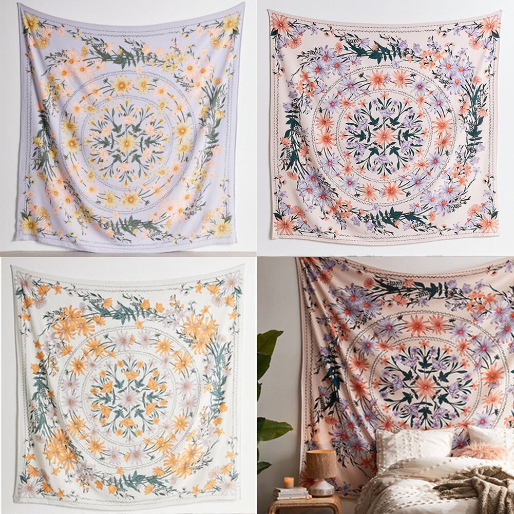 Bohemia Style Flower Wall Hanging Tapestry Blanket Carpet Backdrop Decoration
