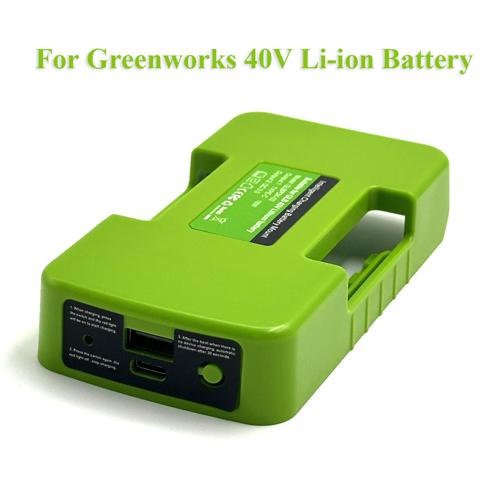 Usb-powerbank-opladeradapter til makita/ryobi/greenworks 40v li-ion-batterier med type-c-port, batteriopbevaringsetui: Chokolade