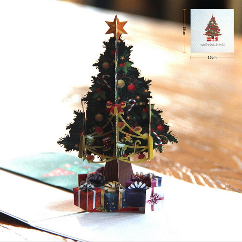 3D Christmas Tree Greeting Cards Paper DIY Hand Made Christmas Souvenirs Postcards Year Event Party Supplies YL978221