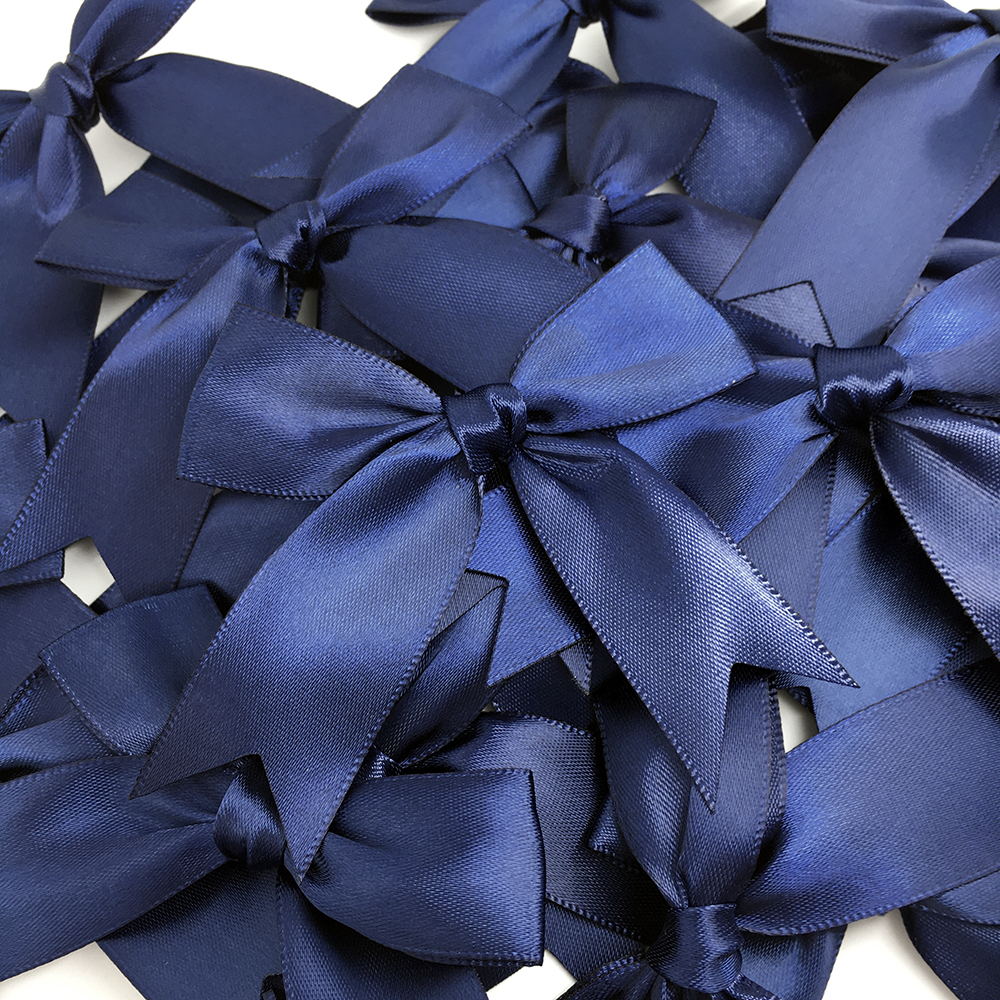 50 Uds. De lazos de cinta satinada de 85x85mm, decoración para manualidades, , sombreros de flores, ropa DIY, bolsas para tarjetas de invicación de boda, decoración de: Blanco