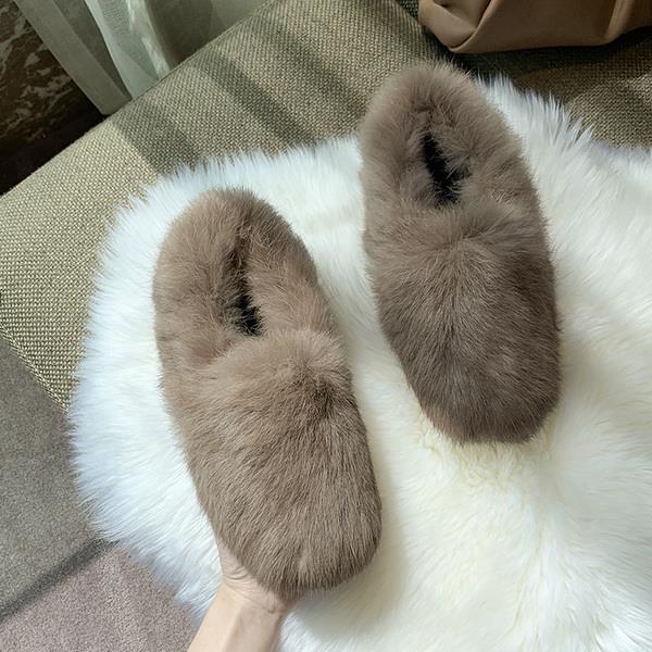 Mockasin skor loafers med päls rund tå ytlig mun kvinnliga skor vita sneakers dam höst all-match mockasiner slip-on: 3 / 40