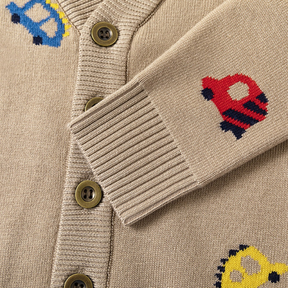 Cardigan per bambini primavera e autunno Cartoon Car Print maglione cardigan giacca cappotto ragazzi bambino abbigliamento per bambini