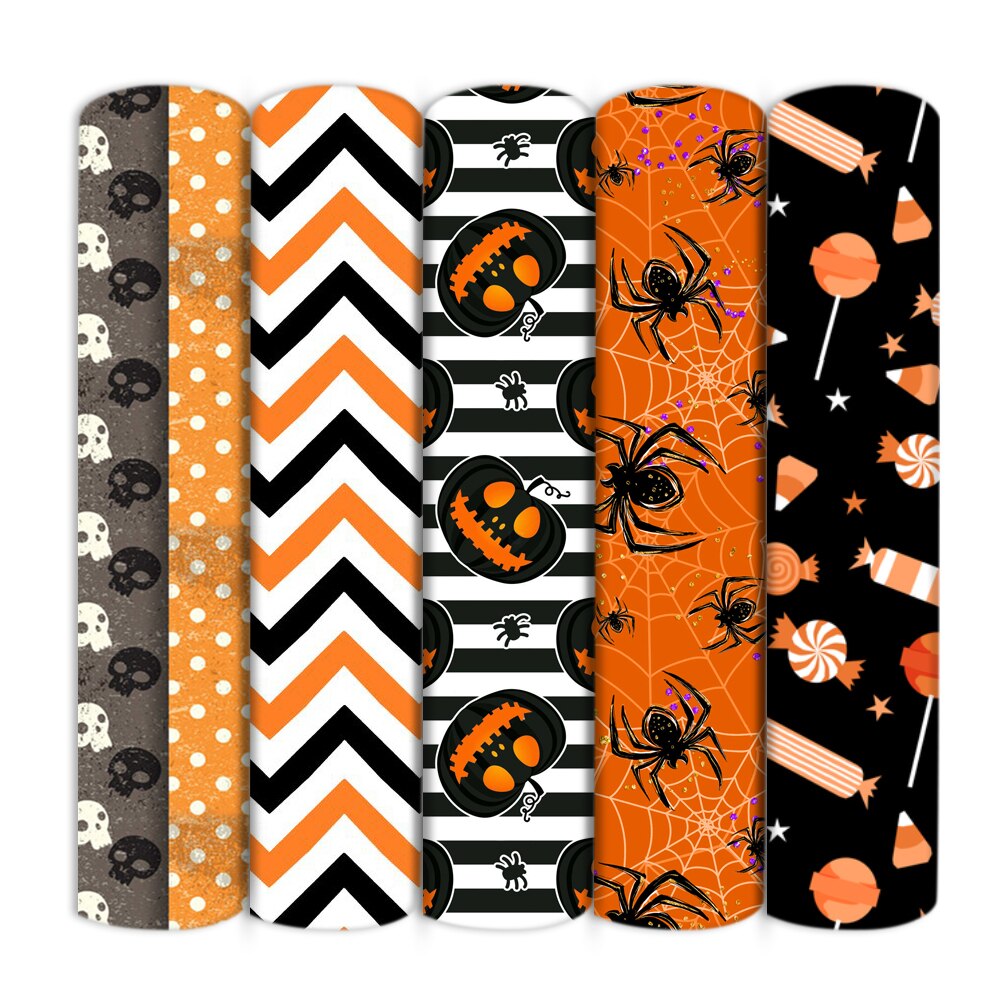 50*140cm 5 diseños/juego, medio metro Halloween poliéster algodón tela textil para el hogar costura acolchado ropa DIY,c12762