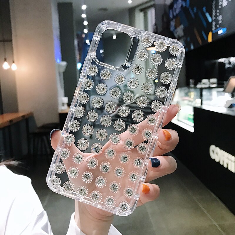 Couverture de téléphone transparente anti-rayures pour iPhone7/8/11/Plus/x/se, diamant strass, haut de gamme, de luxe, perceuse à pâte