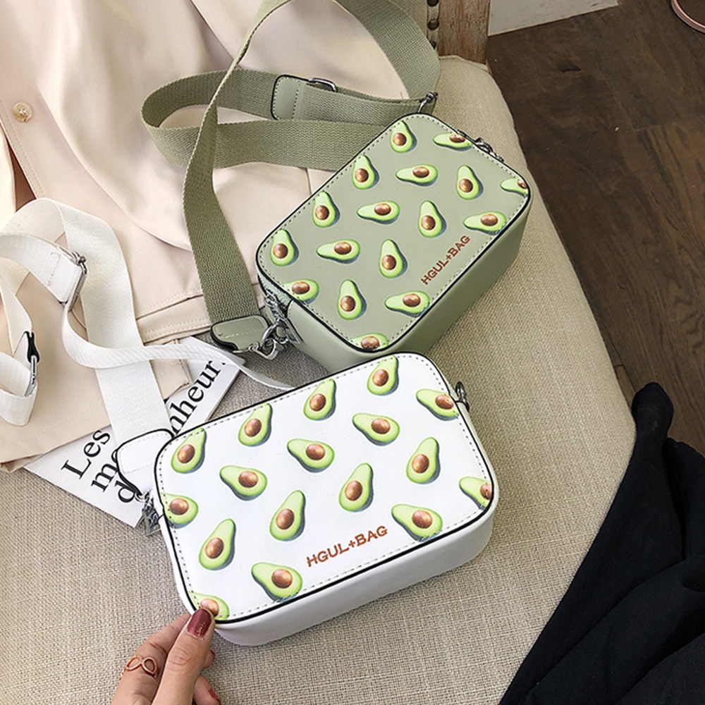 S.ikrr hedelmäkäsilaukku crossbody laukut naisille nahkainen söpö olkalaukku leveä hihna kesäinen pieni neliölaukku kukkaro