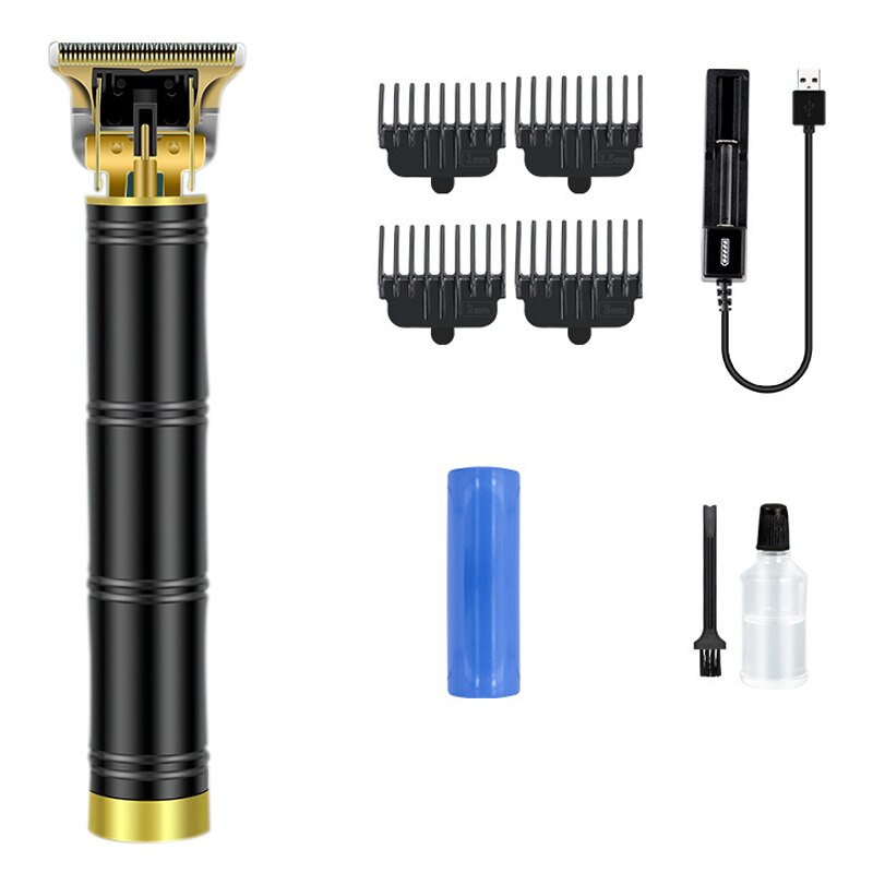 Professionele draadloze tondeuse met nul opening, elektrische trimmer, draadloze tondeuse: Zwart