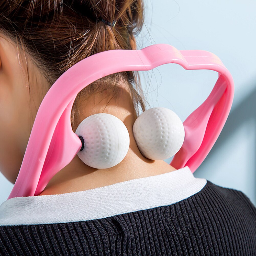 Hand Roller Neck Shoulder Dual Trigger Point Self Massager Pressure Relieve Neck Massage Tool Random