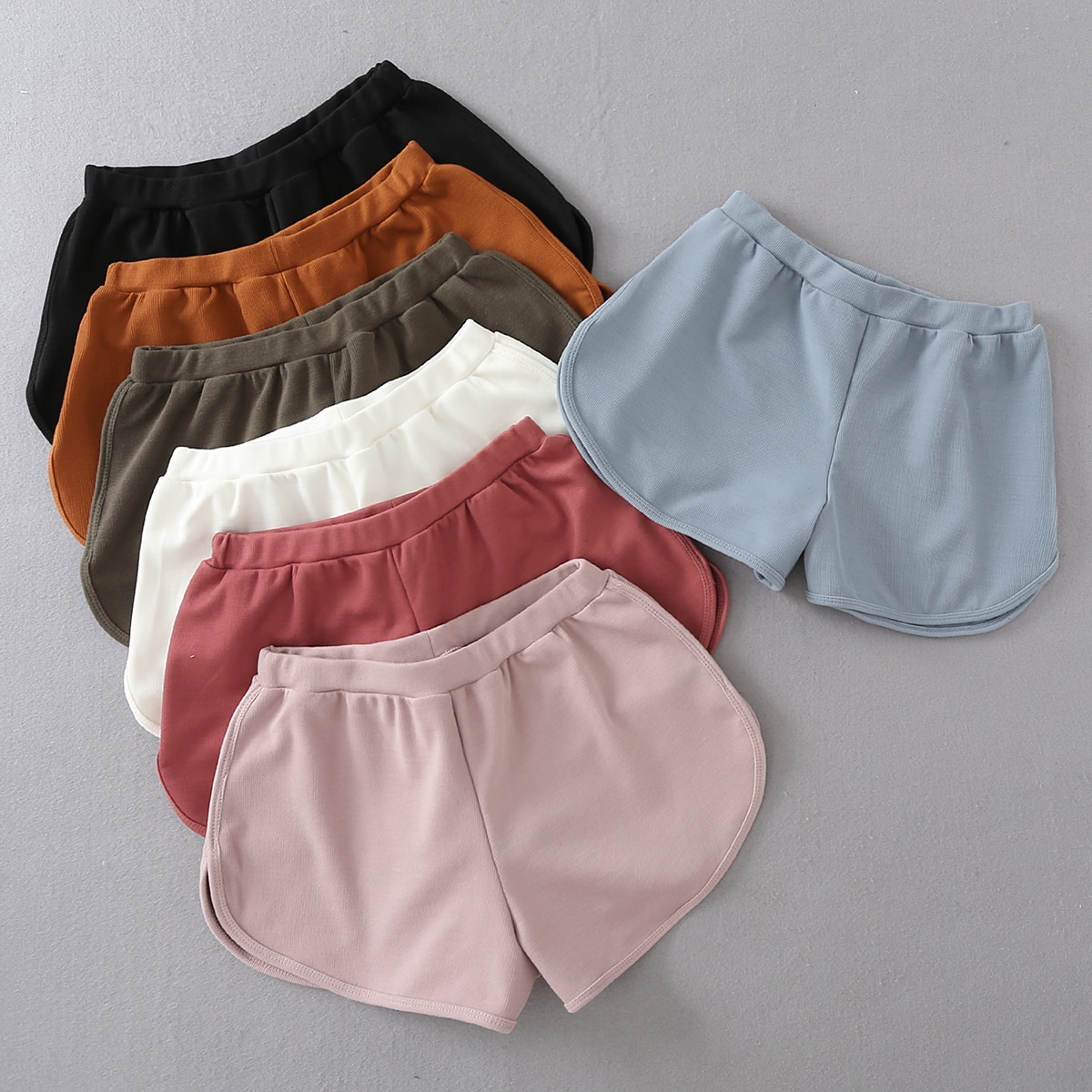 Women Casual Rib Dolphin Shorts