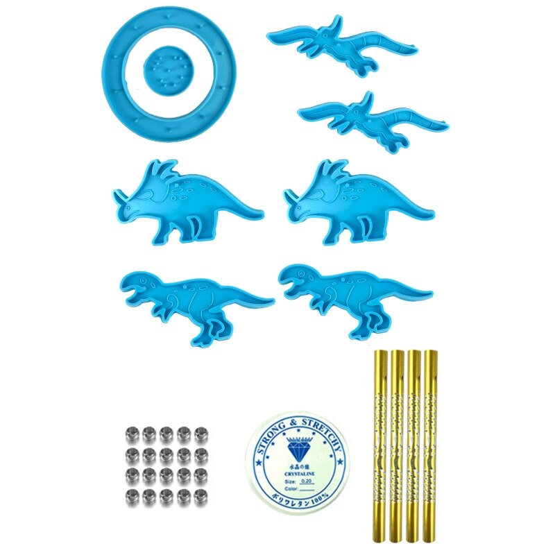 Niedliche dinosaurier-windspiele aus silikonformen, set für gartendekorationen: Blau