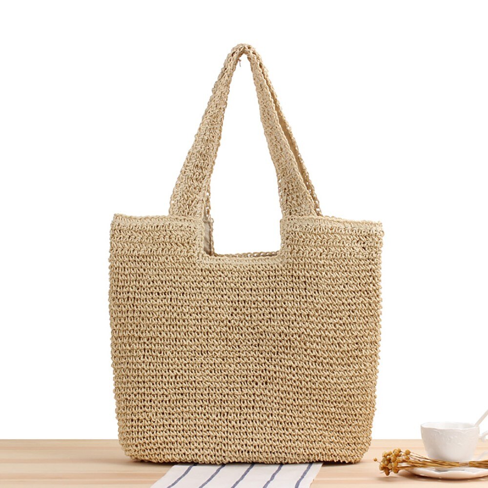 Borsa a tracolla singola Strawhand borse tessute femminili per il tempo libero grande spiaggia moda estate causale grande borsa da donna in Rattan 2022