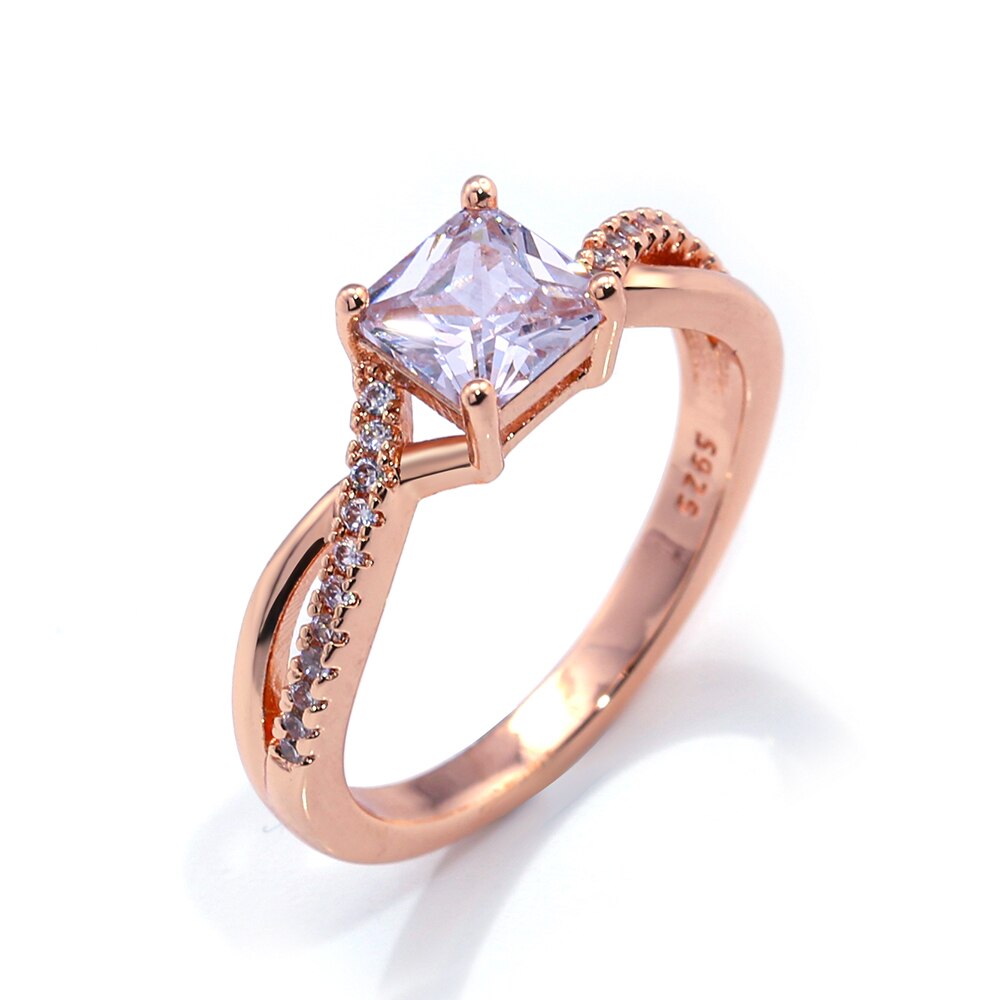 Huitan Hersteller Direc Wicklung Hochzeit Ringe Für Frauen Romantische Rose Gold Engagement Zubehör Finger Ringe