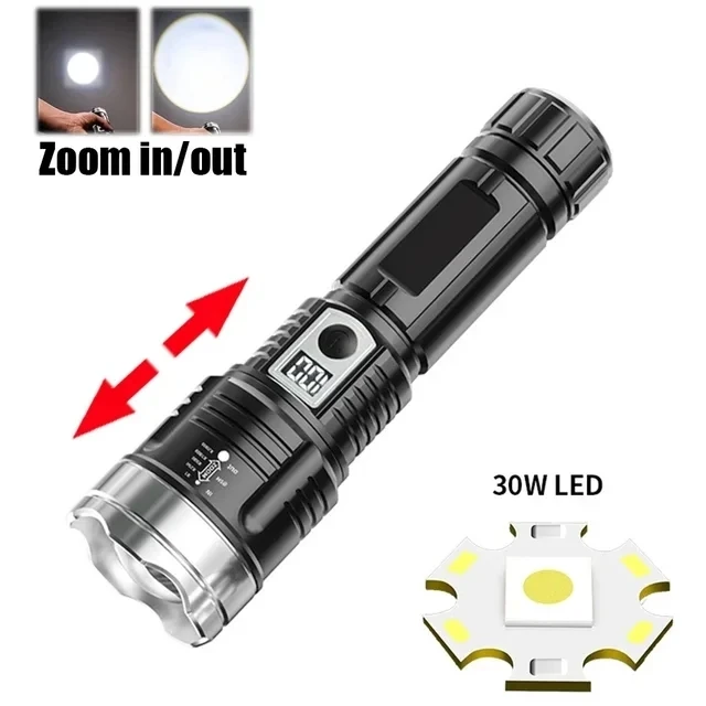 Super Bright LED Flashlight USB Rechargeable Torch Telescopic Zoom Powerful Handlight for Outdoor Explore Emergency Waterproof: Yellow