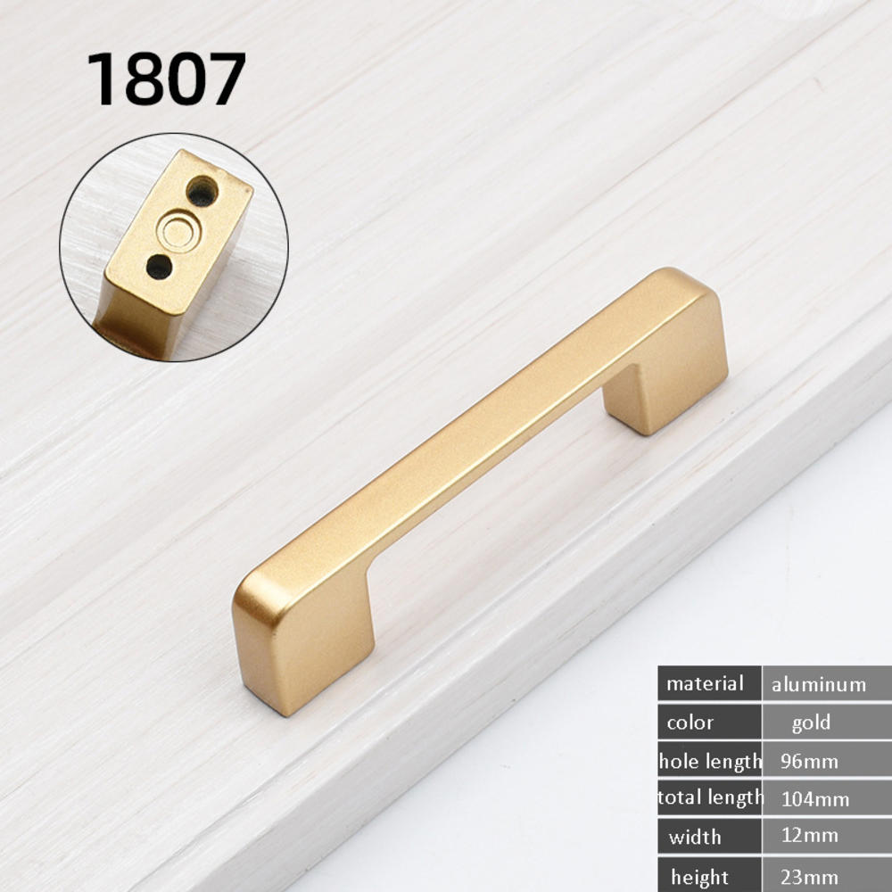 Simple Style Matte Gold Cabinet Handles Solid Aluminum Alloy Kitchen Cupboard Pulls Drawer Knobs Furniture Handle Hardware: 1807