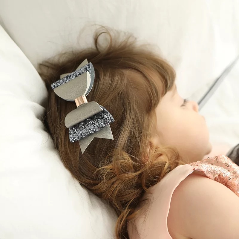 Mixiu Dubbele Laag Glitter Haarelastiekjes Clips Sequin Boog Haarspeld Meisje Haar Accessoires Prinses Party Decor Hoofddeksels Verjaardag