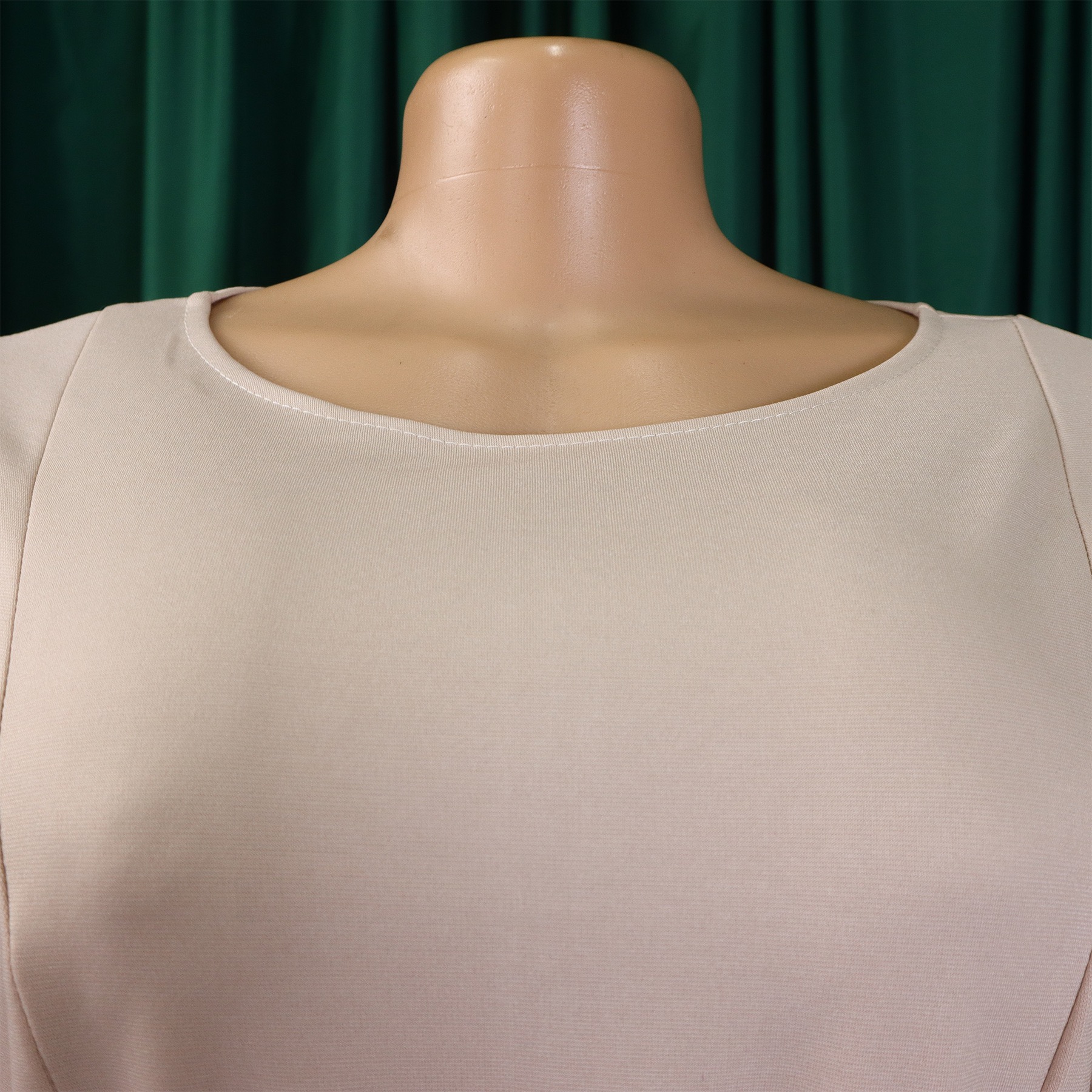 Elegante kantoorjurk voor dames Professionele O-hals met korte mouwen, riem, getailleerde A-lijn, halfhoge kuit, formele zakelijke werkjurk Midi Nieuw