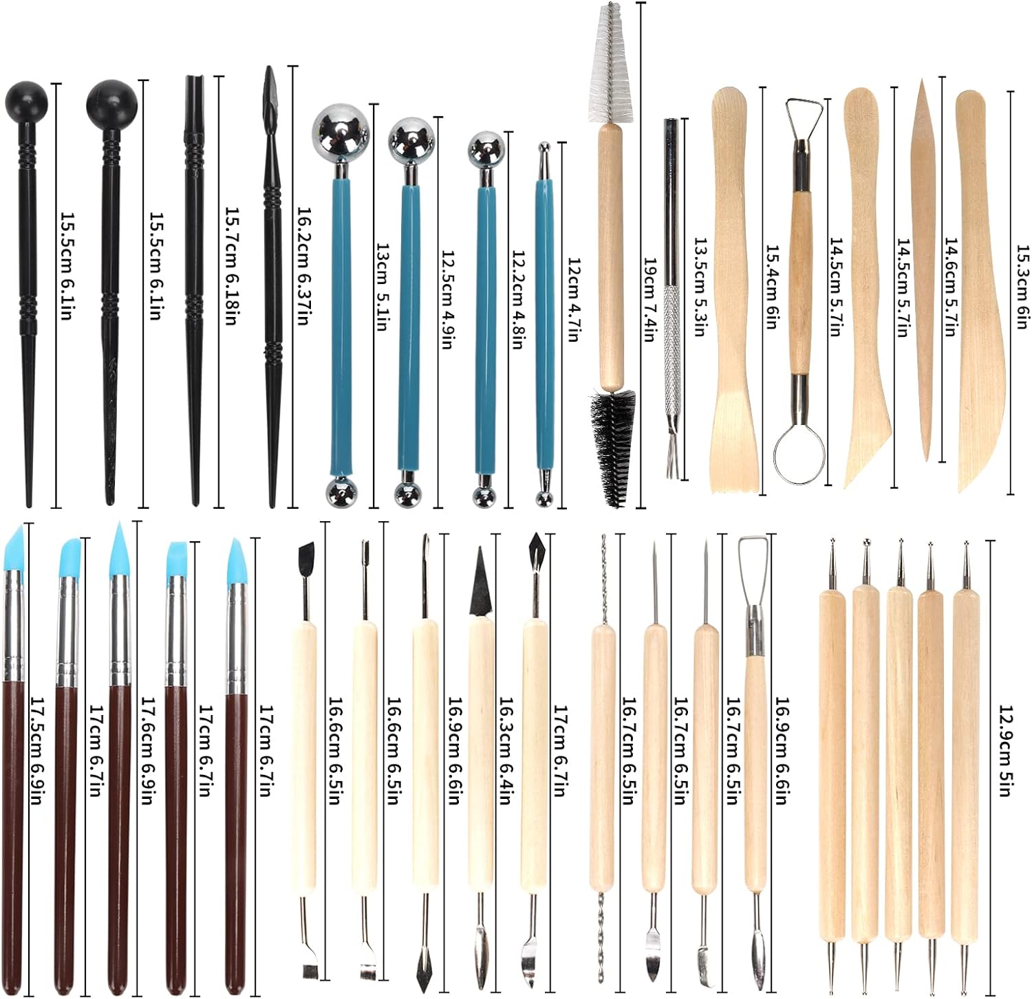 Kit de herramientas de escultura de arcilla de cerámica 8-61 unids/set, herramientas de tallado de arcillas de cera de cerámica para arte, juego de herramientas de modelado de escultura de cerámica