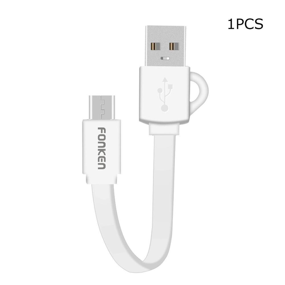 Micro Usb Kabel 10 Cm Pocket Telefoon Kabels Reizen Spare Power Bank Snel Opladen Cord 2.4A Sleutelhanger Noodle Android Data draad: Pocket White Cable