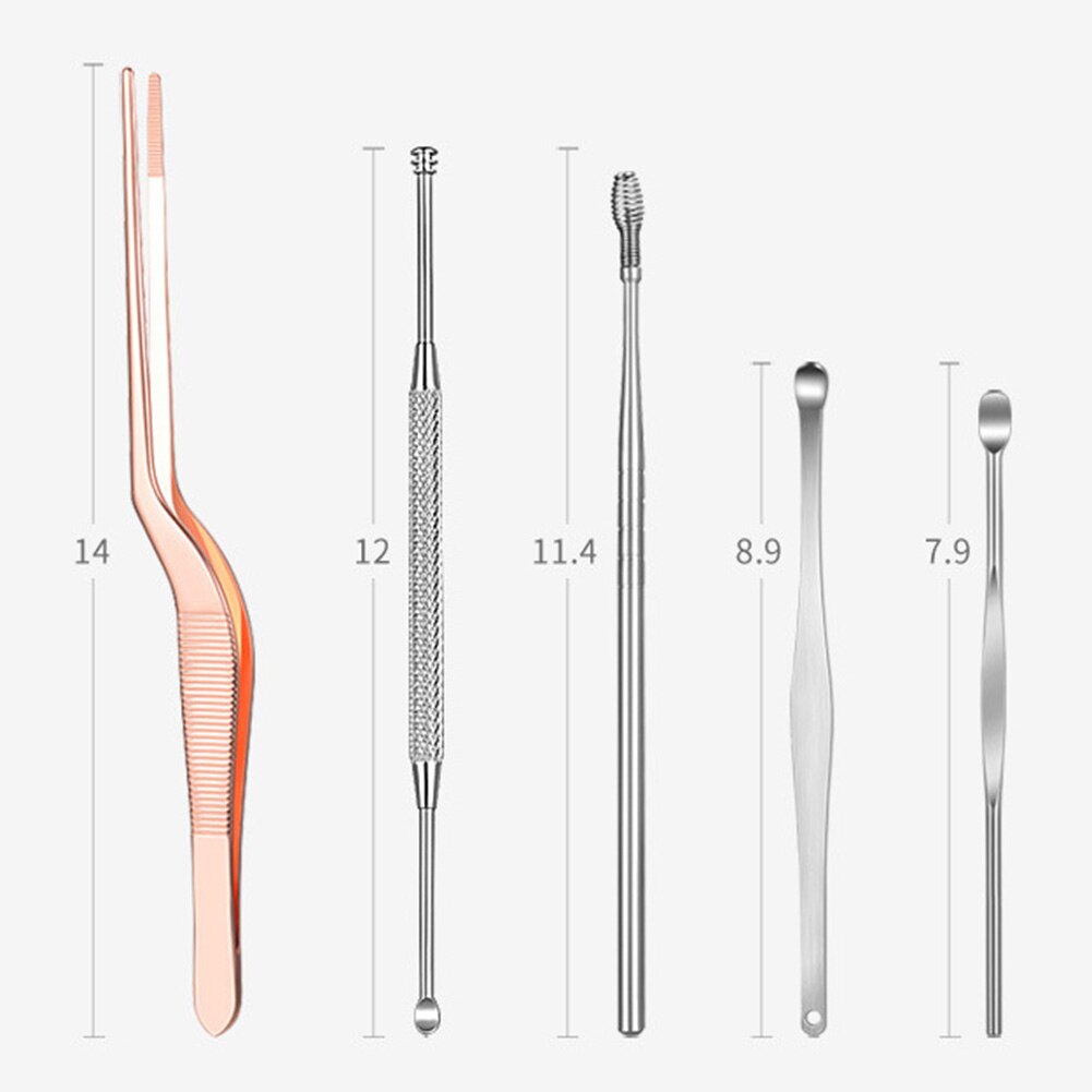 9Pcs Stainless Steel Spiral Ear Pick Spoon Earwax Removal with Box Ear Clean Tool Earpick Set Ear Care