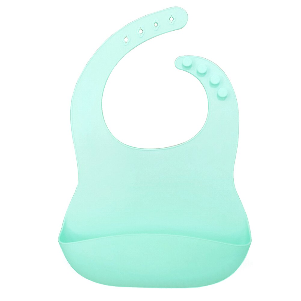 Effen Kleur Baby Siliconen Waterdicht Bib Met Zakken Feeding Speeksel Handdoek Schort Ontworpen Met Een Diepe En Brede Kruimelvanger: Groen