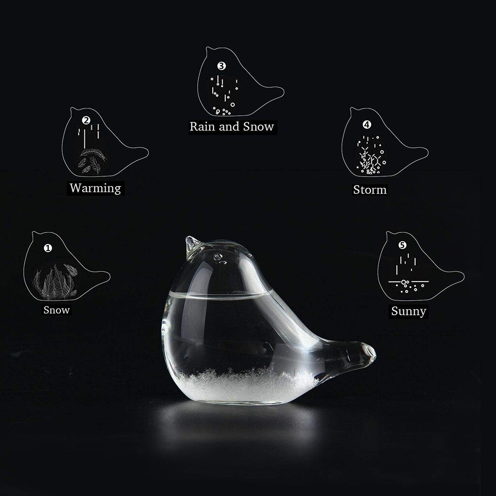 Storm Glass Weather Forecaster Bird Shape Crystal Desktop Decor Glass Crafts Barometer Weather Predictor 3.9