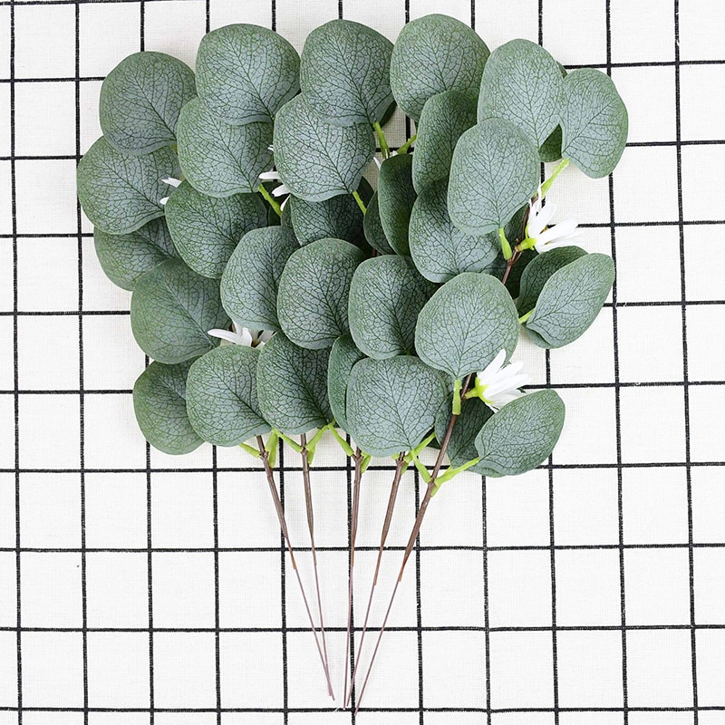 Silk Simulation Eucalipto Stems Artificial Eucalyptus Leaf Plants DIY Bridal Bouquet Bride To Be Wedding Greenery Decorations