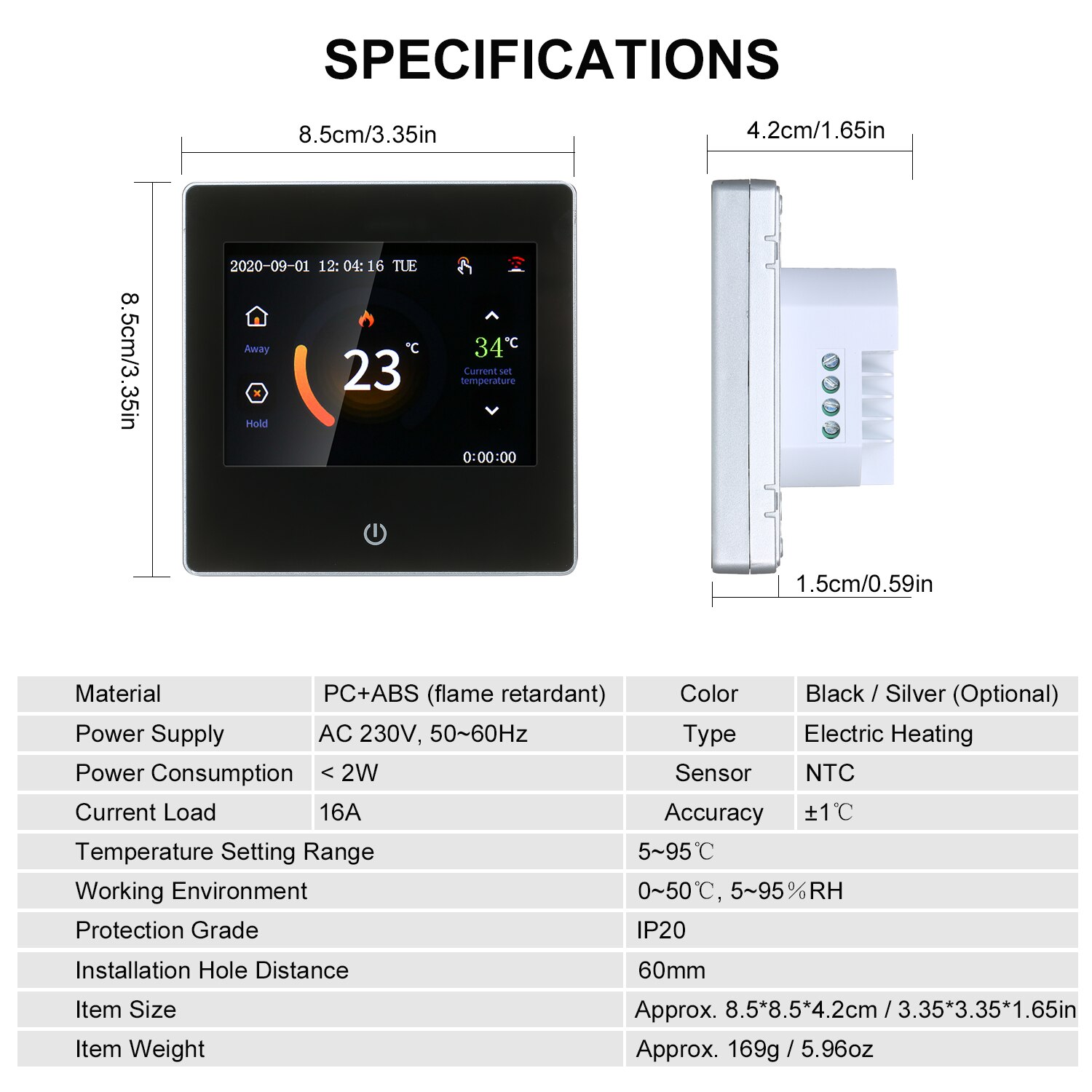 Smart Thermostat LCD Touch-screen Programmable Thermostat with WIFI Electric Heating 16A Digital Temperature Controller