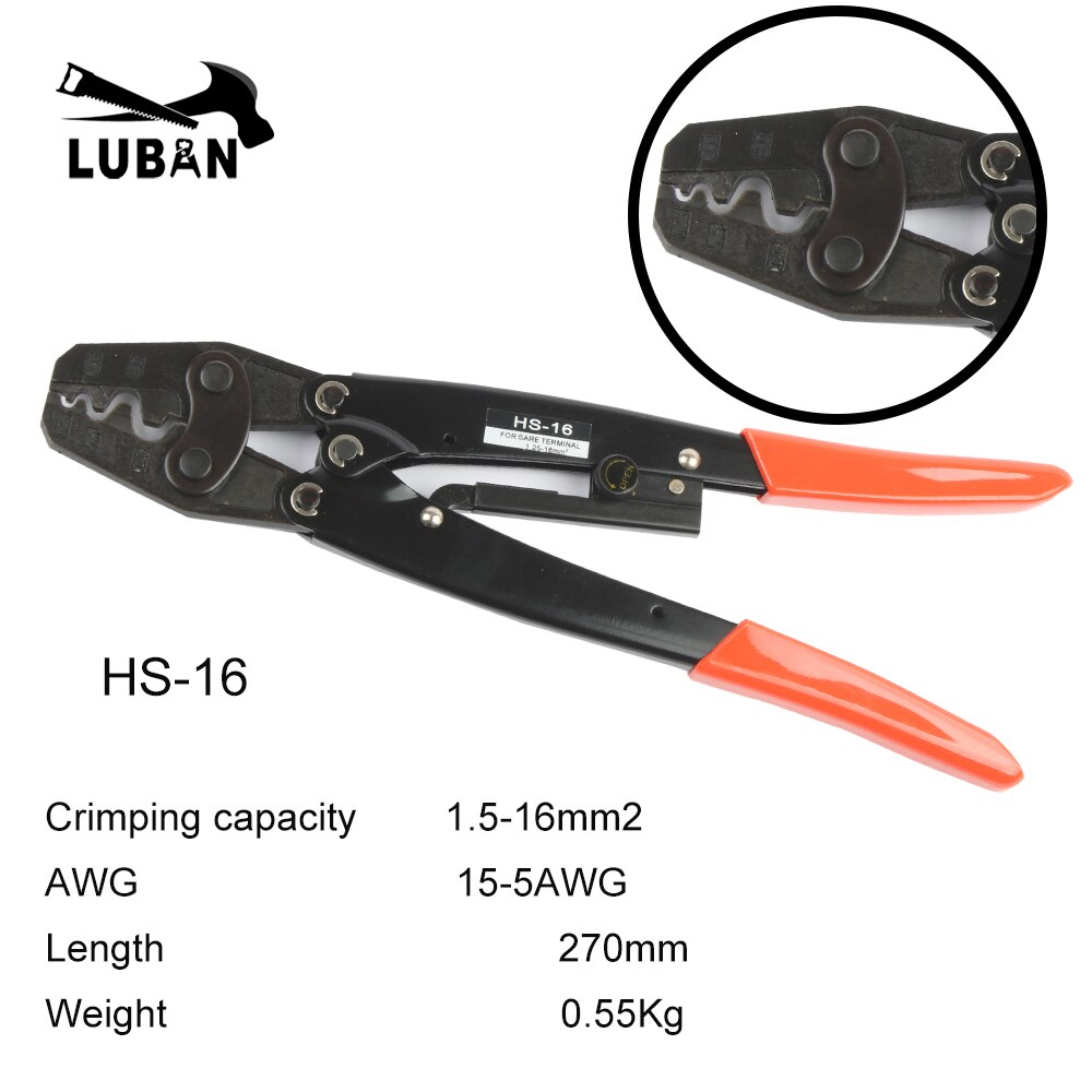 HS-16 HS-14 HX-16 HX-10 Crimping Pliers Cable Lug Crimper Tool Bare Terminal Wire Plier Cutter Hand Tool