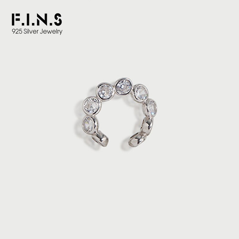 .s 1 pieces simple  s925 sterling silver round crystal ear clip without piercing cz ear cartilage buckle stackable fine jewelry