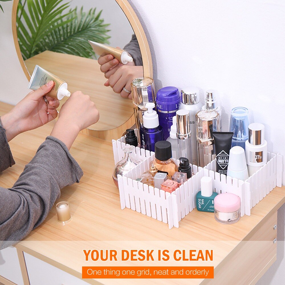 4pcs Drawer Divider Adjustable Plastic Free Combination Partition Storage Shelves Organizer Underwear Socks Makeup Clapboard