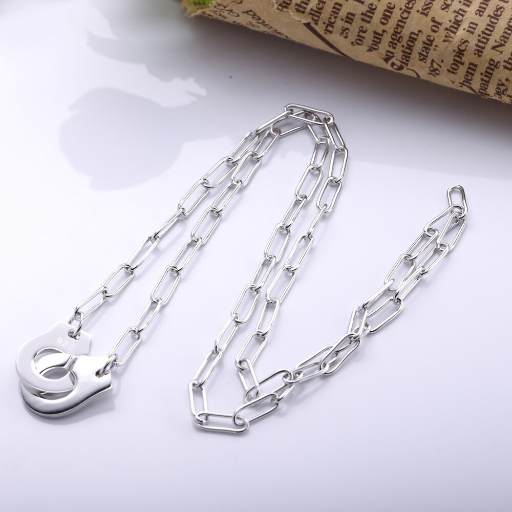 SHADOWHUNTERS Popular 925 Sterling Silver Handcuffs Pendant Chain Necklaces For Women Femme Real S925 Jewelry