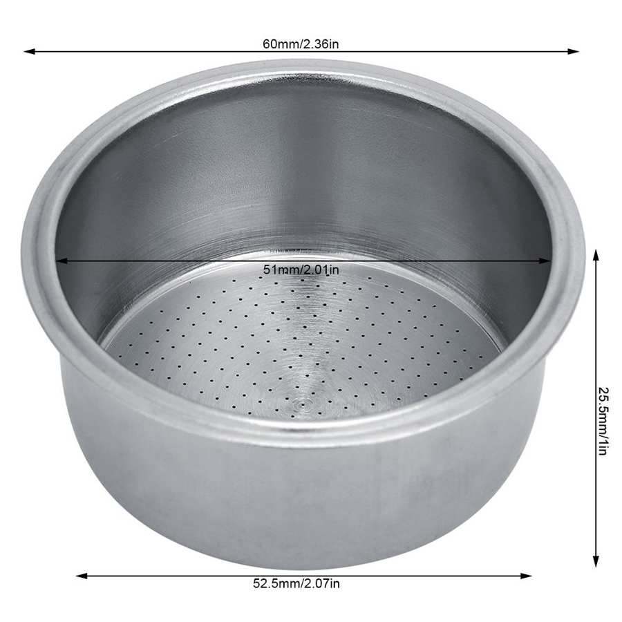 51mm genanvendelige filterkurve rustfrit stål kaffefilter uden tryk filterkurv tilbehør til kaffemaskiner til hjemmet