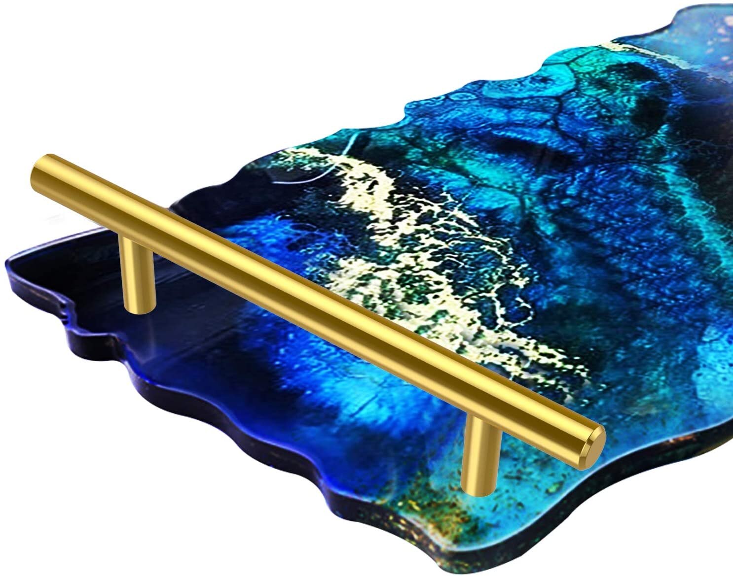 8 PCS Gold Silver Handles Resin Tray Molds Handles Epoxy Tray Handles Hardware Stainless Steel for Silicone Serving Tray Handles