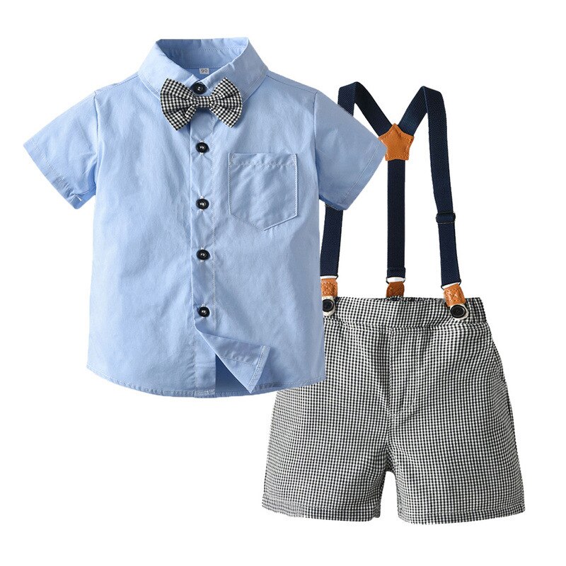 Estate Ragazzi Plaid Bretella Shorts Vesto Da Gr... - Vicedeal