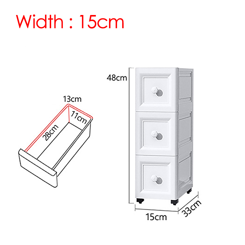Armario de almacenamiento de 3 capas, cajones de almacenamiento movibles para cocina, baño, ropa y artículos diversos, color blanco: Castaño