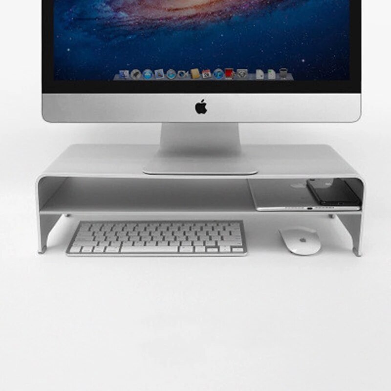 Soporte de Monitor de aluminio soporte de escritorio de Metal Base de elevador de computadora Universal hasta 27 pulgadas pantallas, para Mac monitor MacBook Laptop