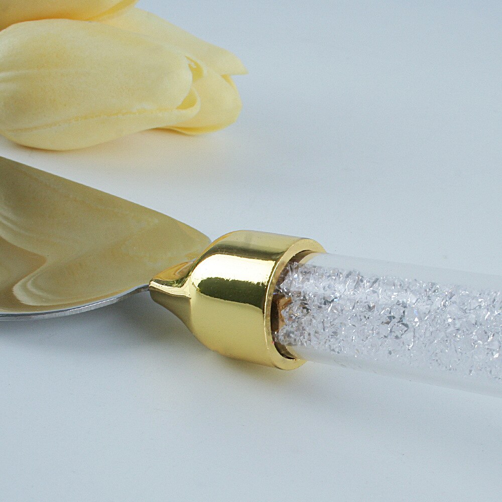  2pcs Wedding Cake Knife Server Set Stainless Steel Crystals Handle Cake Spatula Cutter Birthday Party Dinnerware Christmas
