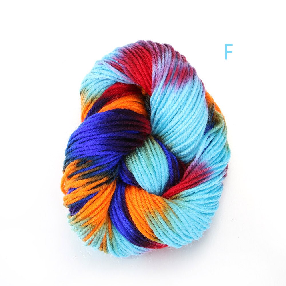 Myke flerfargede polyester akrylgarn fiber strikkede kardede tråder tykk anti-pilling farget garn ball hekling diy tilbehør: F