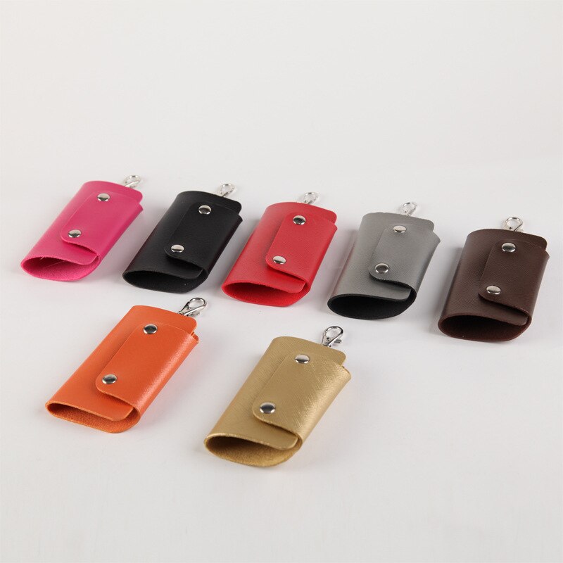 1Pc Pu Leather Key Houders Draagbare Auto Sleutelhanger Huishoudster Opbergtas Case Eenvoudige Casual Effen Kleur Unisex Portefeuilles Cover