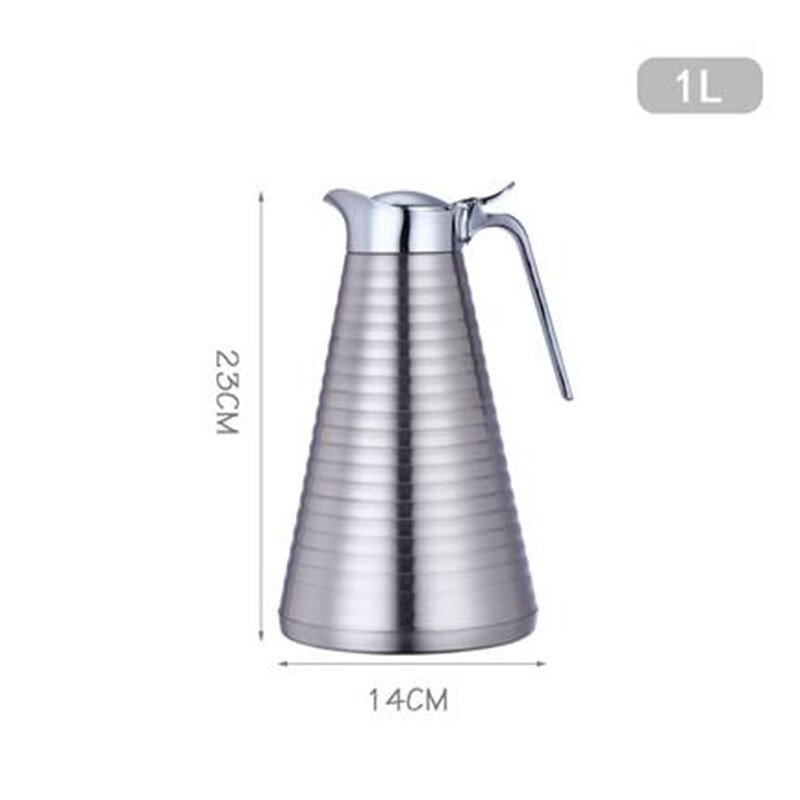 1L/1.5L/2L Dubbelwandige Vacuüm Isolatie Thermische Koffie Pot Home Water Pot Roestvrij Stalen Waterkoker: Ripple-1L