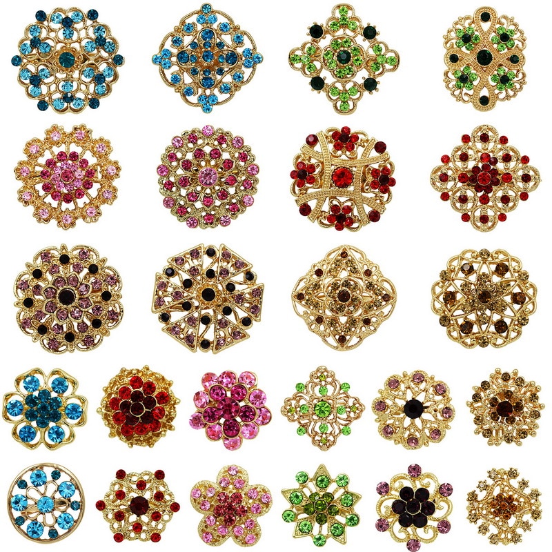 Weimbeiingdian conjunto de broches de flores misturadas, lotes de preço de fábrica com 24 peças para buquê de casamento diy, kits de acessórios