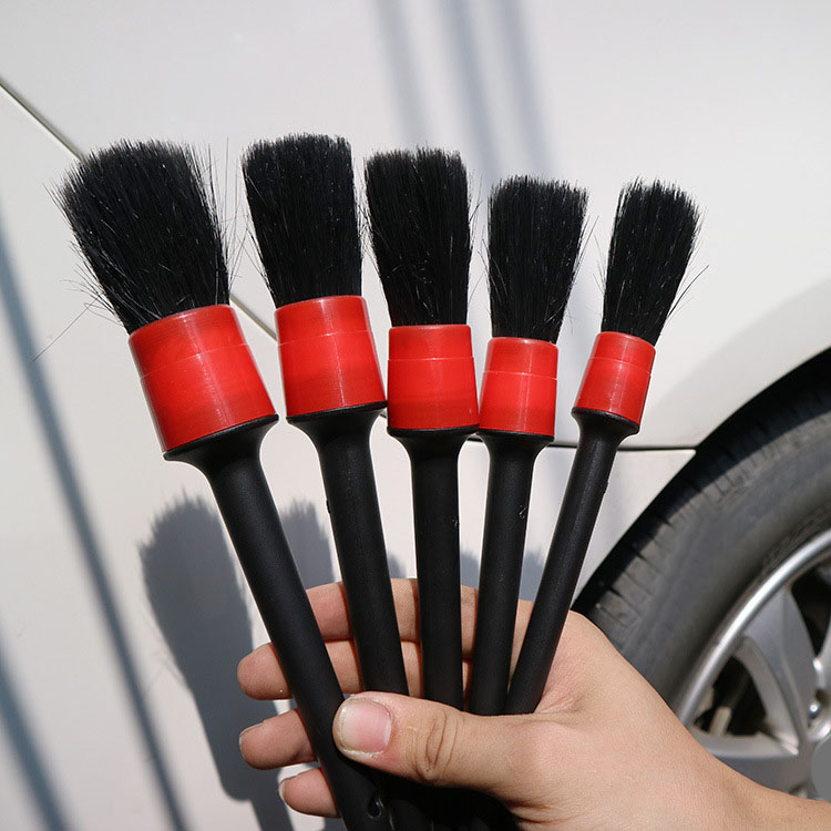 5 stk / sæt natursvin blødt hår rengøringsbørste bilvask slids sæde hængende detaljer børster rene værktøjer