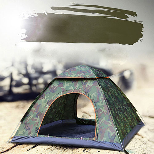 Outdoor Waterproof Hiking Camping Tent Anti-UV Portable 2 Person Ultralight Folding Tent Pop Up Automatic Open Sun Shade: Double Camouflage