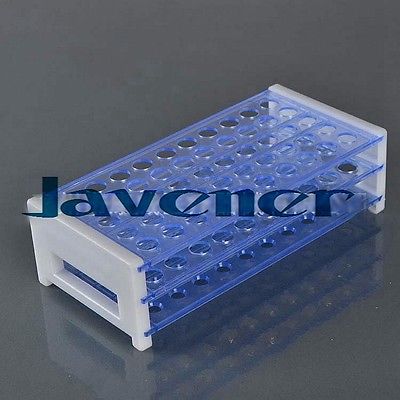 Duradero 16mm/50 rejillas de ventilación de plástico de doble cubierta soporte de tubos de prueba de laboratorio de plástico soporte de tubos azul